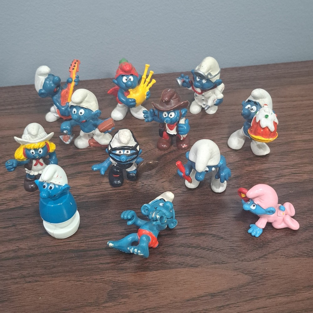 VTG Smurfs PVC Figure Lot Schleich‎ Peyo 70s 80s Mixed Collection Retro Toys